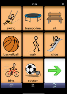 BRIDGE Communication AAC app. Fun Activities choice board.
