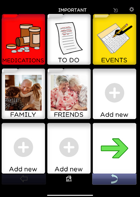 BRIDGE Communication app. Memory care/scheduling/organizing board for loved one with dementia.
