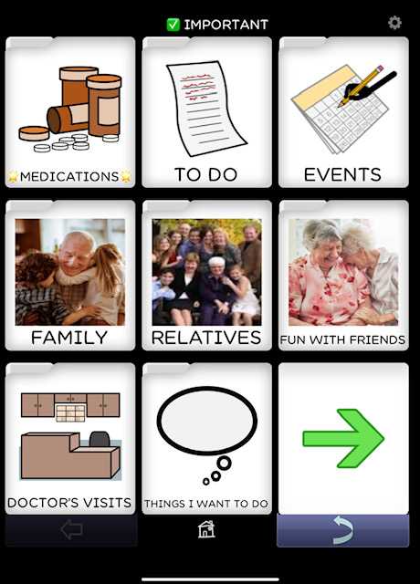 BRIDGE Communication app. Memory care/scheduling/organizing board for loved one with dementia.