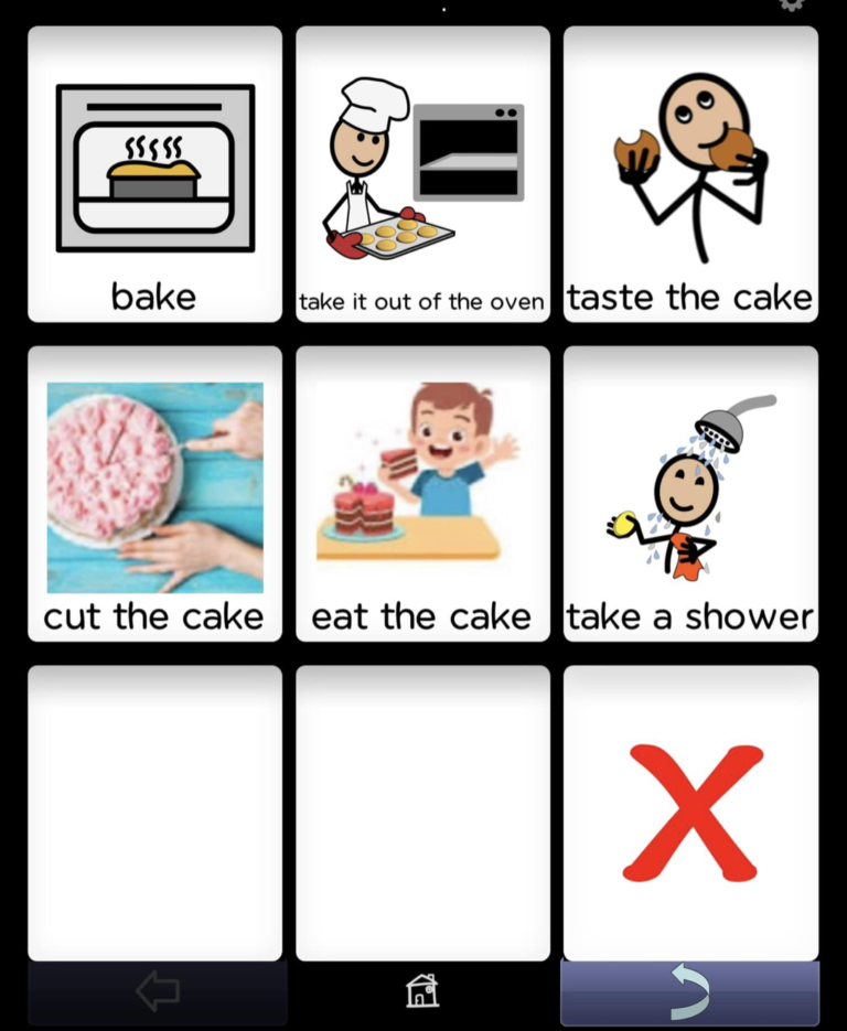 BRIDGE Communication affordable AAC app. Communication board for cooking steps.